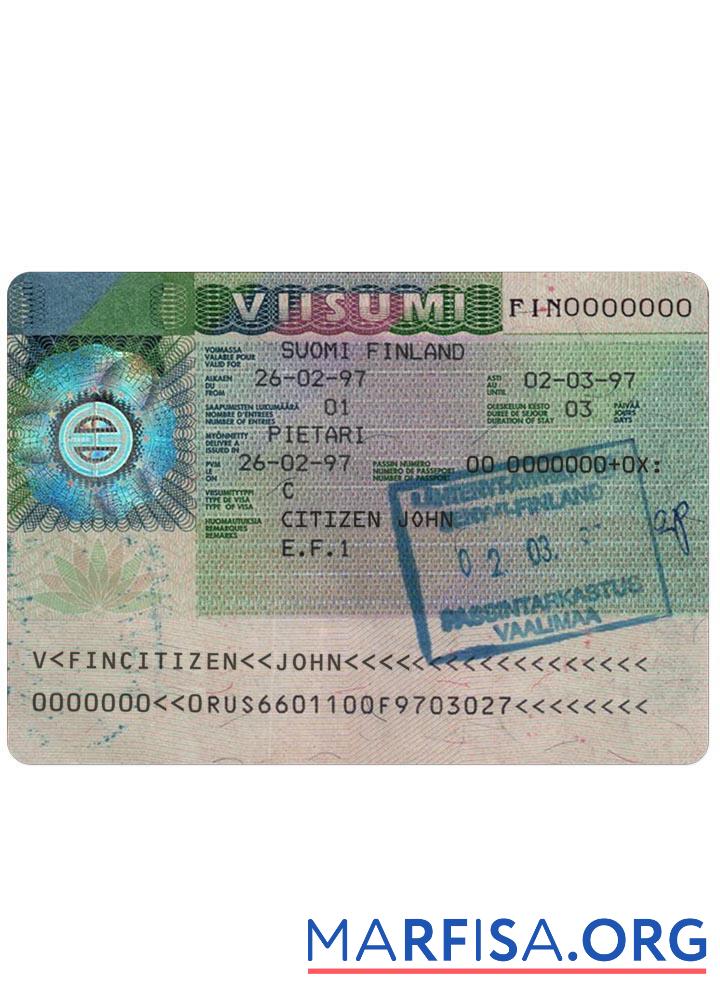 Blank Finland visa download for verification
